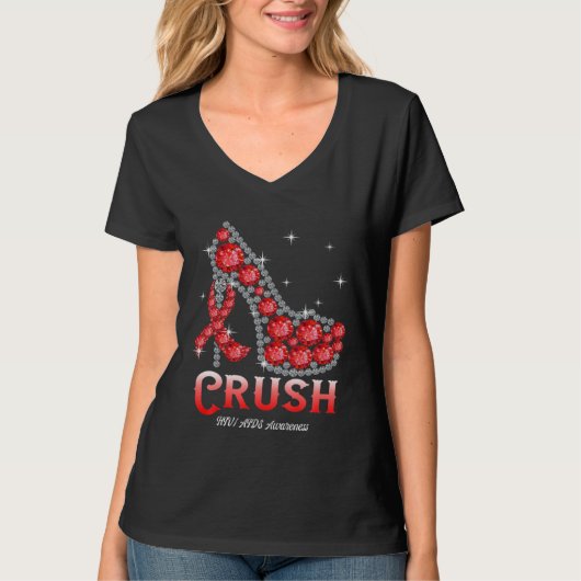 December Red Ribbon High Heel Warrior HIV AIDS Awa Tシャツ (正面)