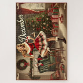 December Retro Christmas Blonde Pin-Up Girl Jigsaw ジグソーパズル (縦)
