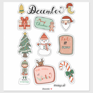 December Sticker Sheet - Snowman & Christmas Joy シール