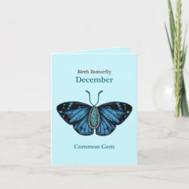 December Turquoise Common Gem Butterfly Art カード