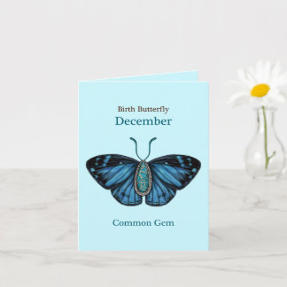 December Turquoise Common Gem Butterfly Art カード