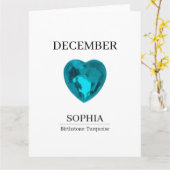 December Turquoise Personalized Birthday Card カード (黄色い花)