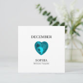 December Turquoise Personalized Birthday Card カード (スタンド正面)