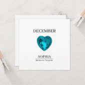 December Turquoise Personalized Birthday Card カード (正面/裏面インサイチュ)