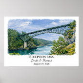 Deception Pass Washington Poster, Watercolor, Cust ポスター (正面)
