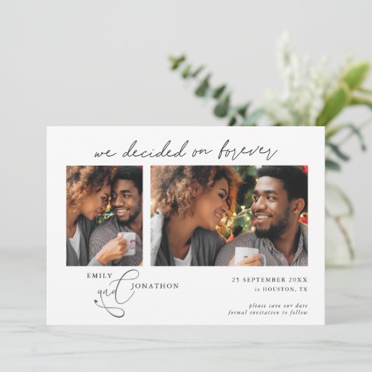 Decided on Forever Script 2枚の写真黒文字 セーブザデート (スタンド正面)