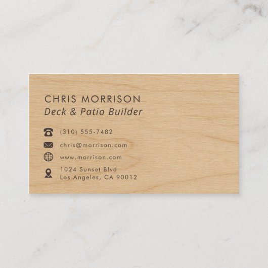 Deck & Patio Builder Wood Monogram Professional 名刺 (裏面)