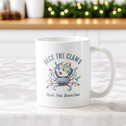 Deck the Claws Coastal Christmas Crab コーヒーマグカップ