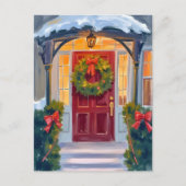 Deck the Halls | クリスマス 冬の休日 ペイント ポストカード (正面)