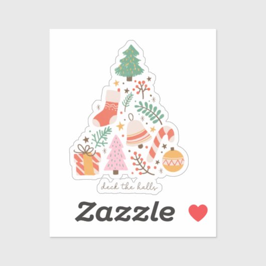 Deck The Halls Christmas Tree  シール (シート)