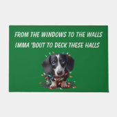 DECK THE HALLS DACHHSUND ドアマット (正面)