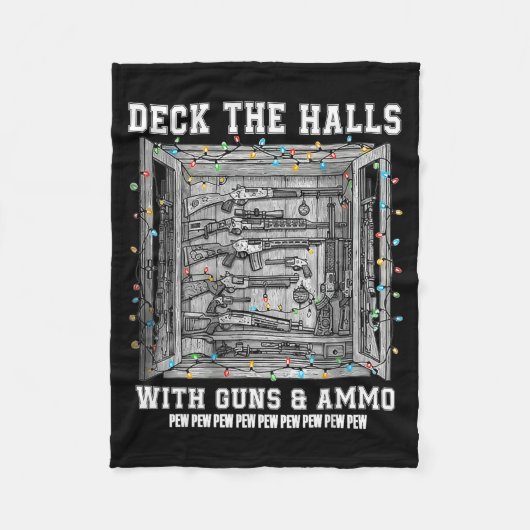 Deck The Halls With Guns &amp; Ammo  フリースブランケット (正面)
