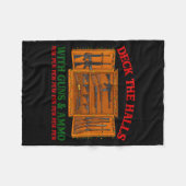 Deck The Halls With Guns &amp; Ammo Funny Christma フリースブランケット (正面(横))