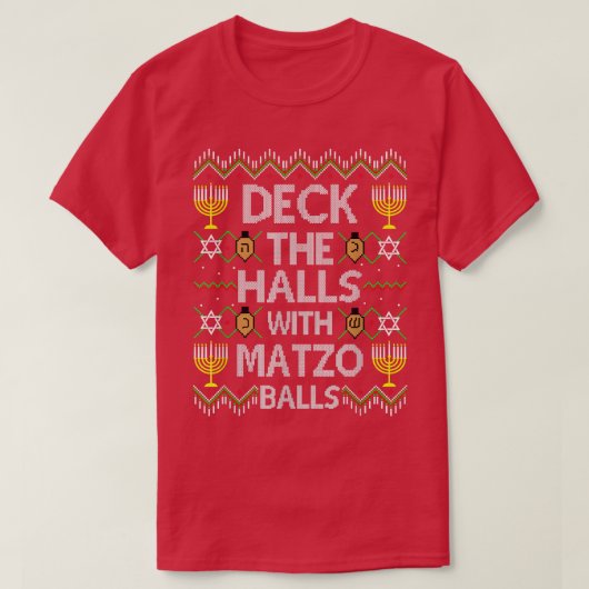 Deck The Halls With Matzo Balls, Ugly Christmas Sw Tシャツ (デザイン正面)