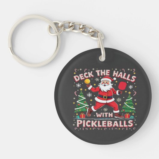 Deck The Halls With Pickleballs  キーホルダー (正面)