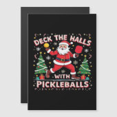 Deck The Halls With Pickleballs  マグネット招待状 (正面/裏面)