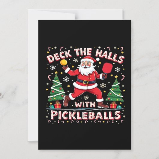 Deck The Halls With Pickleballs  マグネット招待状 (正面)