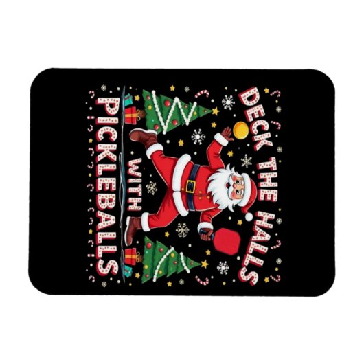 Deck The Halls With Pickleballs  マグネット (横)