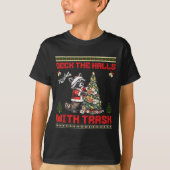 Deck The Halls With Trash Raccoon Ugly Christmas S Tシャツ (正面)