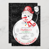 Deck the Holesクリスマスピックボール誕生日パーティー 招待状 (正面/裏面)