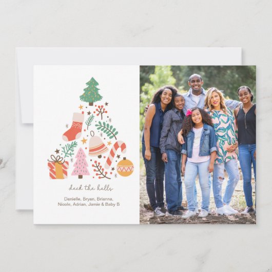 Deck the Holes家族の写真クリスマスカード シーズンカード (正面)