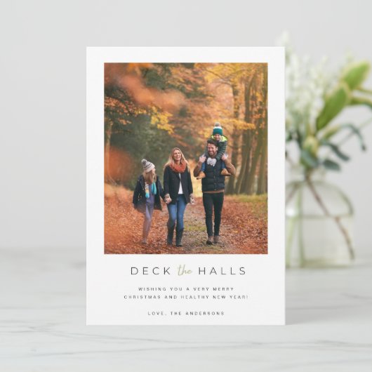Deck the Holes家族の写真クリスマス シーズンカード (スタンド正面)