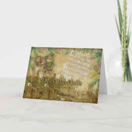 "Deck the Holes"ヴィンテージクリスマスカード カード