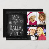 Deck the Holes Chalkboardフォトクリスマス シーズンカード (正面/裏面)