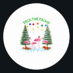 Deck the Palm メリー Flamingo Christmas ラウンドシール<br><div class="desc">Deck the Palm メリー Flamingo Christmas</div>