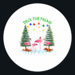 Deck the Palm メリー Flamingo Christmas ラウンドシール<br><div class="desc">Deck the Palm メリー Flamingo Christmas</div>