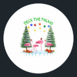 Deck the Palm メリー Flamingo Christmas ラウンドシール<br><div class="desc">Deck the Palm メリー Flamingo Christmas</div>