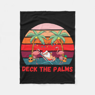 Deck The Palms - 7月のクリスマス サンタのドリンク フリースブランケット