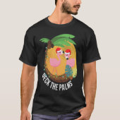Deck the Palms Flamingo Christmas Tシャツ (正面)