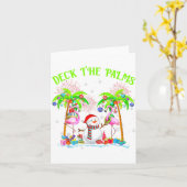 Deck The Palms Flamingo Trocal Christmas Lights Pa カード (黄色い花)