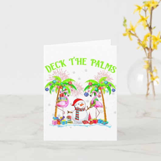 Deck The Palms Flamingo Trocal Christmas Lights Pa カード (黄色い花)