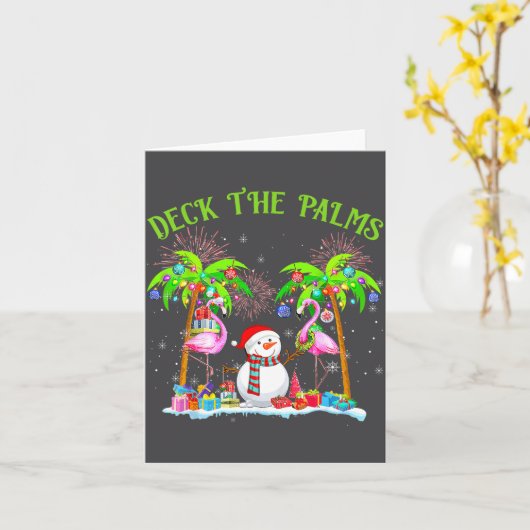 Deck The Palms Flamingo Trocal Christmas Lights Pa カード (黄色い花)