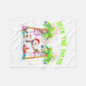 Deck The Palms Flamingo Trocal Christmas Lights Pa フリースブランケット (正面(横))