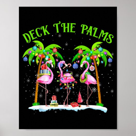Deck The Palms Flamingo Trocal Christmas Lights Pa ポスター (正面)