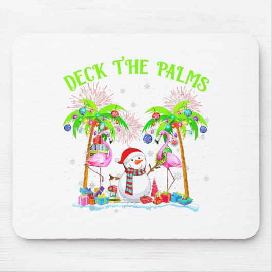 Deck The Palms Flamingo Trocal Christmas Lights Pa マウスパッド (正面)