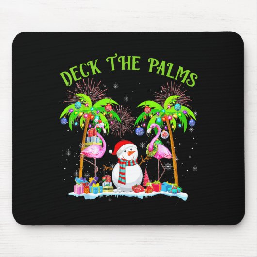 Deck The Palms Flamingo Trocal Christmas Lights Pa マウスパッド (正面)