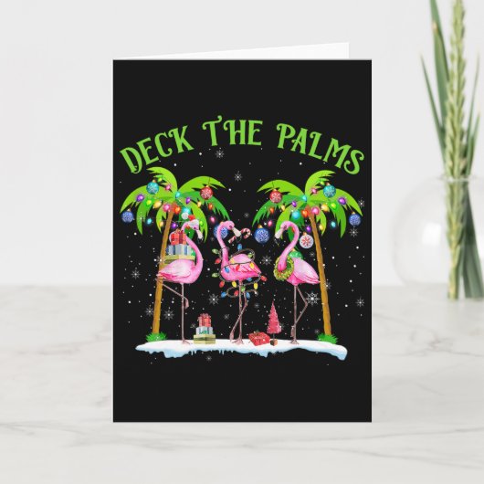 Deck The Palms Flamingo Tropical Christmas Lights カード (正面)