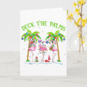 Deck The Palms Flamingo Tropical Christmas Lights カード (黄色い花)