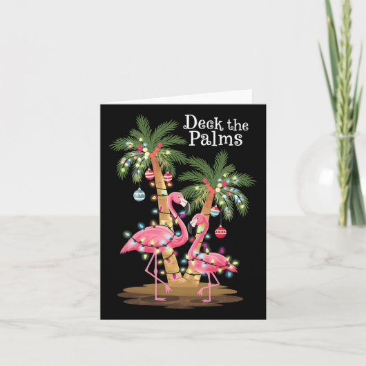 Deck The Palms Flamingo Tropical Christmas Lights  カード (正面)