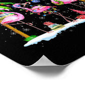 Deck The Palms Flamingo Tropical Christmas Lights  ポスター (角)