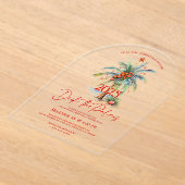 Deck The Palms Tropical Christmas Party Invitation アクリル招待状 (レイダウン)