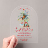 Deck The Palms Tropical Christmas Party Invitation アクリル招待状 (インサイチュ (ポータブル))