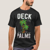 Deck The Palms Tropical Hawaii Christmas Palm Tree Tシャツ (正面)