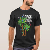 Deck The Palms Tropical Hawaii Christmas Palm Tree Tシャツ (正面)