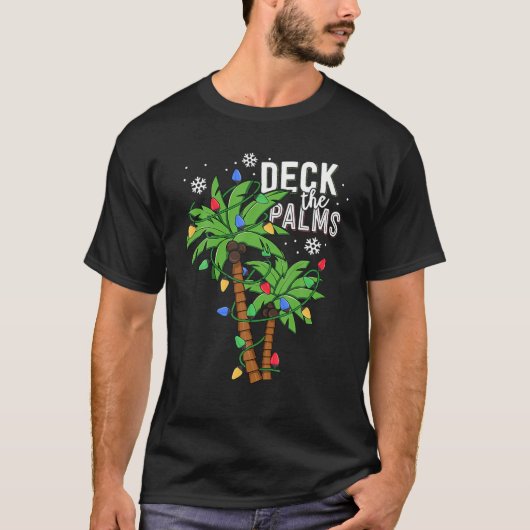 Deck The Palms Tropical Hawaii Christmas Palm Tree Tシャツ (正面)