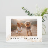 Deck The Pawsかわいいペットの写真クリスマス シーズンカード (スタンド正面)